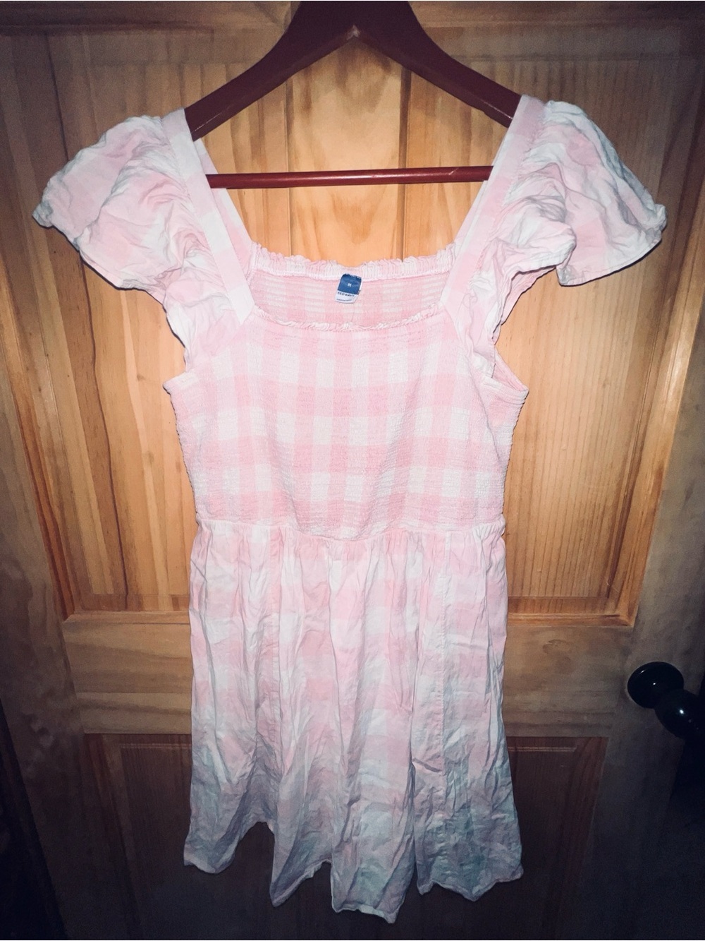 Old Navy Pink Gingham Smocked Bodice Dress